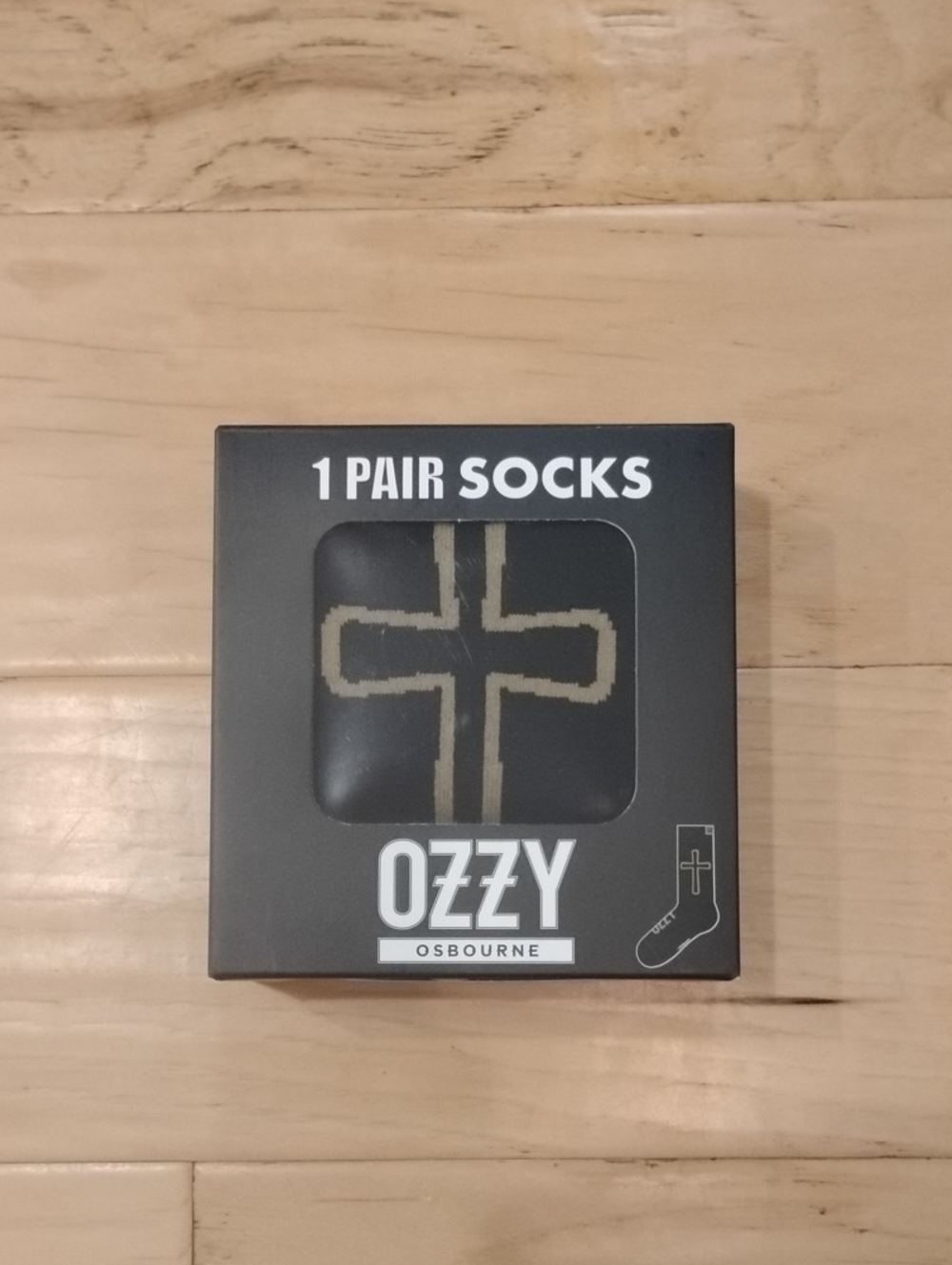 Ozzy Osbourne Men’s Black Crew Socks with Gold Cross